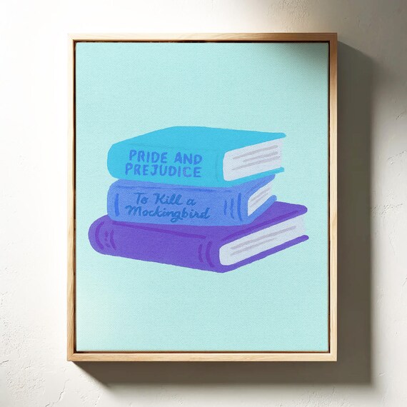 Classic Literature Stack Pride and Prejudice Book Art Poster