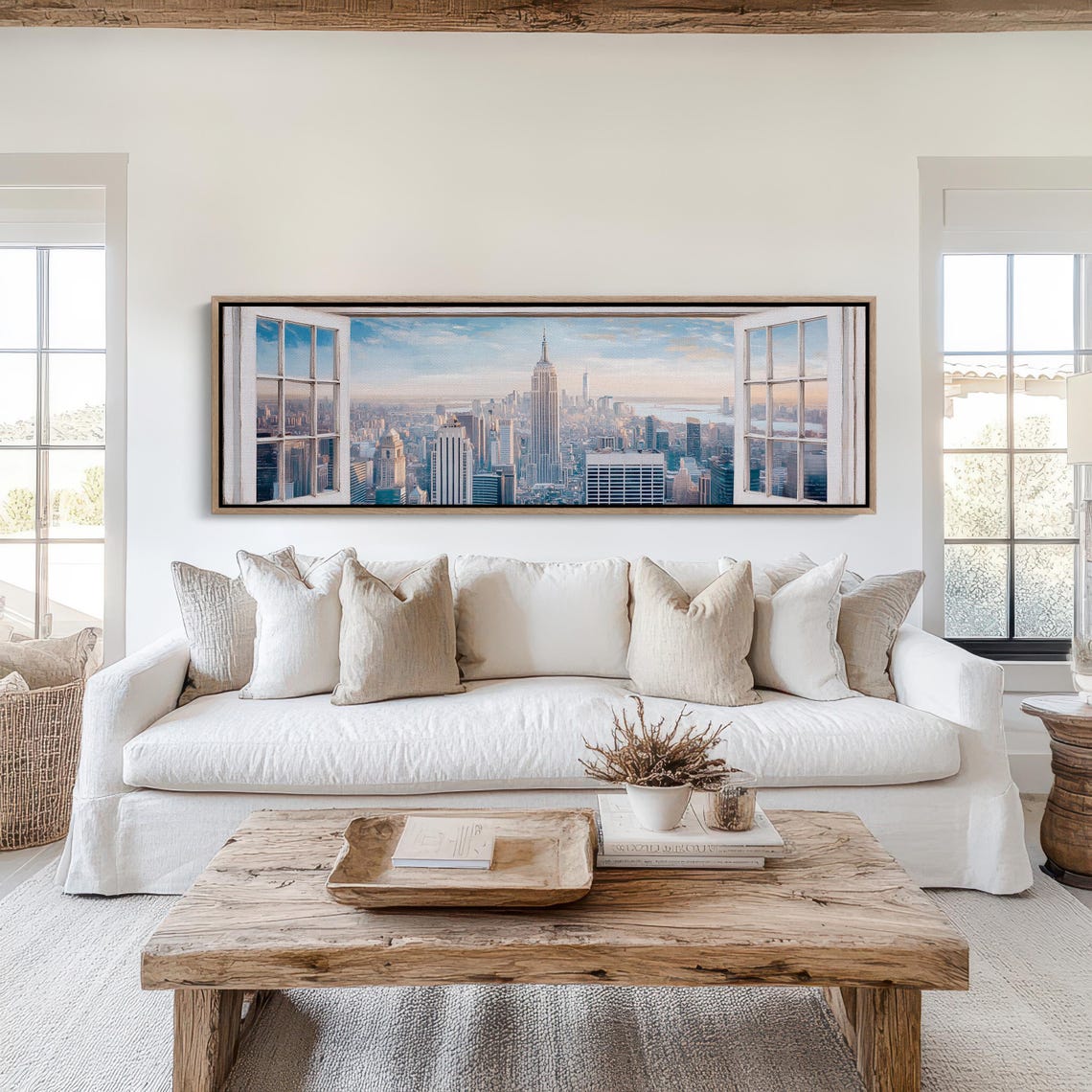 New York City Window View Empire State Skyline Panoramic Poster - Image 4