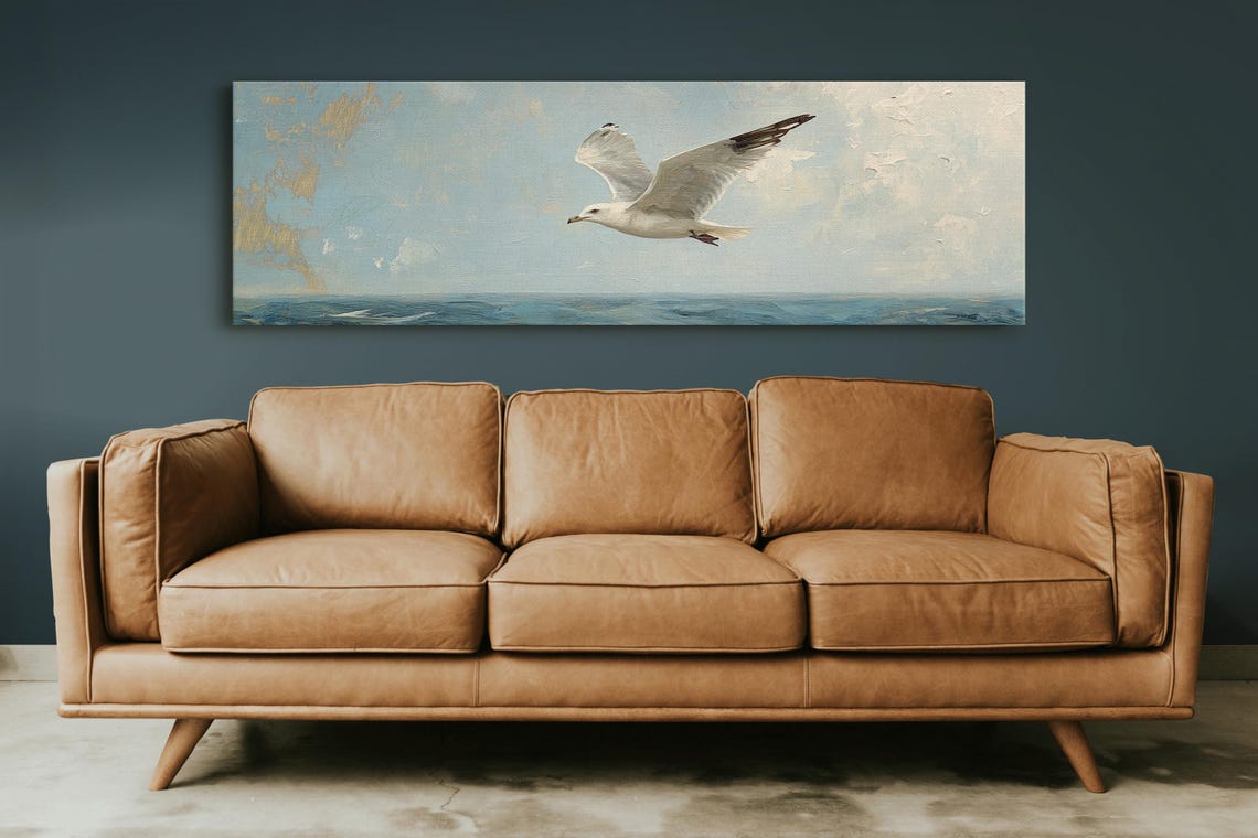 Seagull Soaring Blue Ocean Coastal Bird Nautical Wall Art Print - Image 4