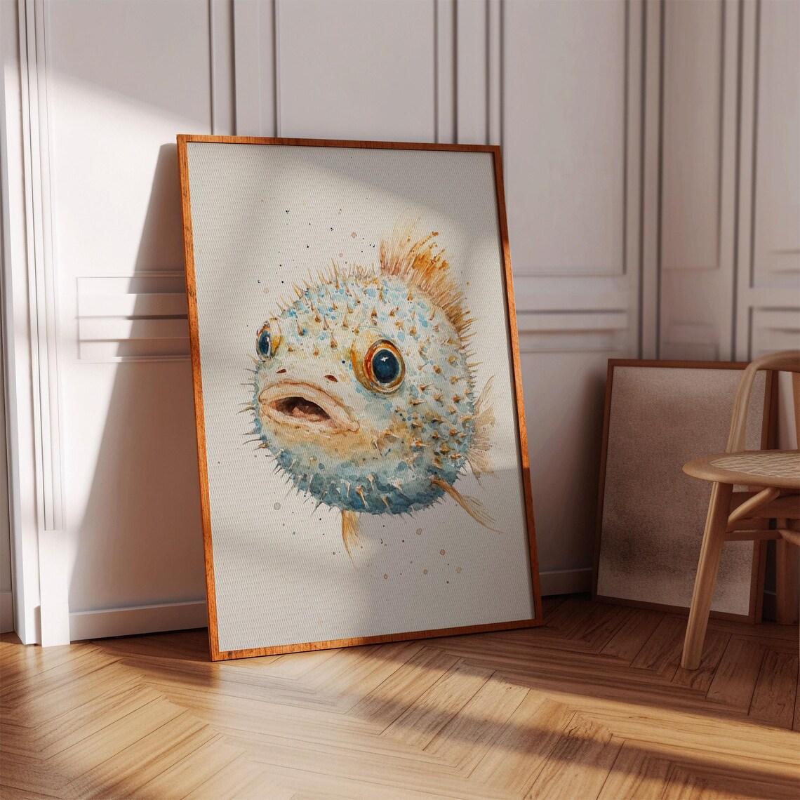 Whimsical Watercolor Pufferfish, Nautical Art Print