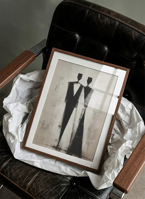Abstract Couple In Monochrome Art Print
