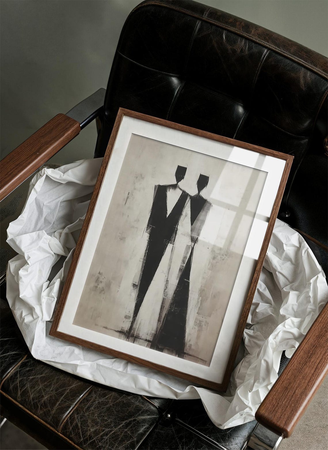 Abstract Couple In Monochrome Art Print