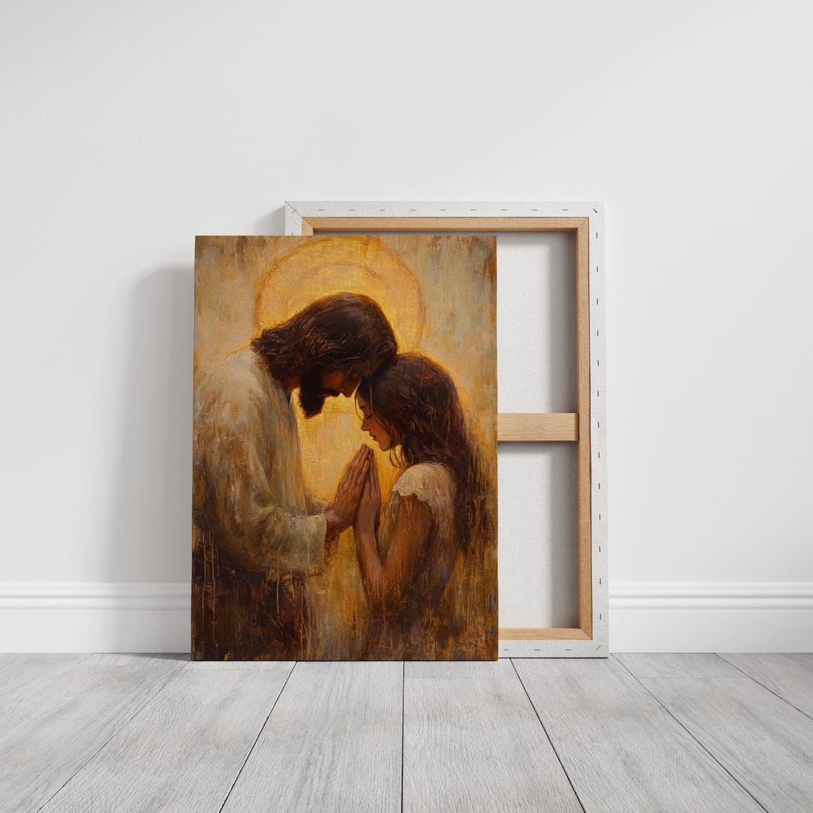 Jesus Praying With A Woman Intimate Golden Christian Art Poster - Image 7
