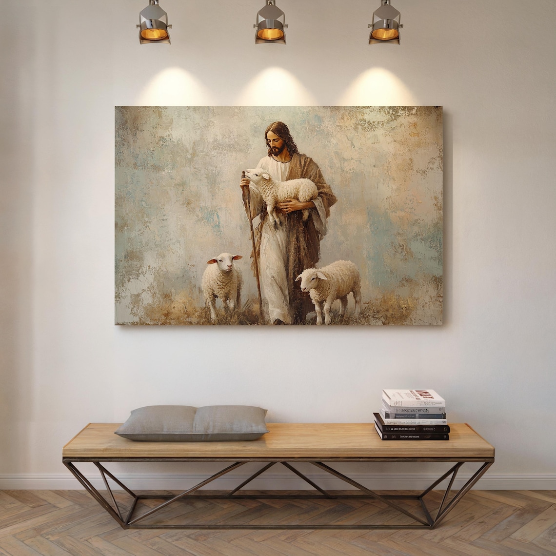 Jesus Holding A Lamb Christian Religious Art Print - Image 4