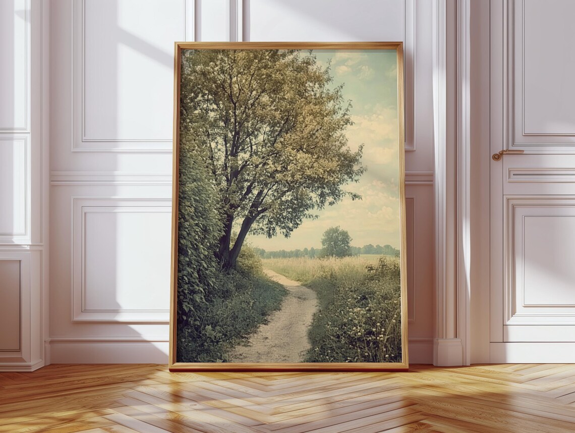 Peaceful Countryside Pathway, Open Fields Serenity - Image 5