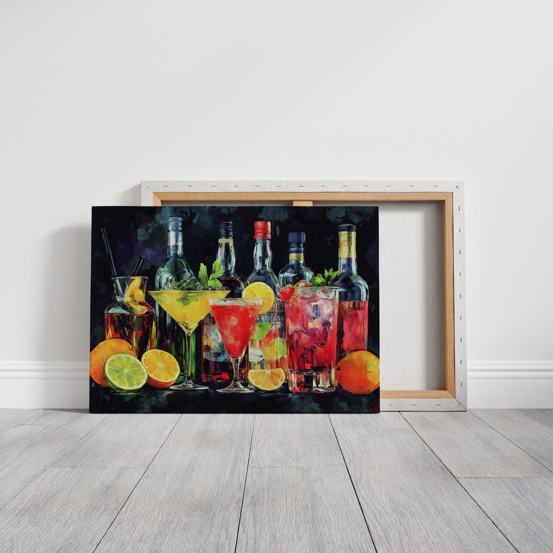 Colorful Cocktail Drinks Citrus Liquor Bottles Modern Bar Poster - Image 3