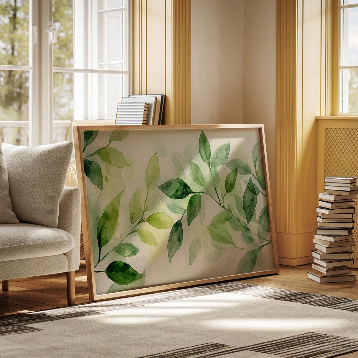 Green Watercolor Leaves Botanical Wall Art - Image 5