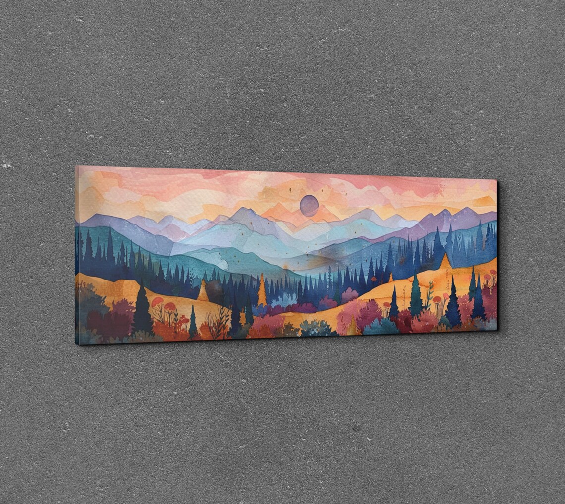 Panoramic Ouachita Mountain Mid Century Modern Mountain Wall Art - Image 3