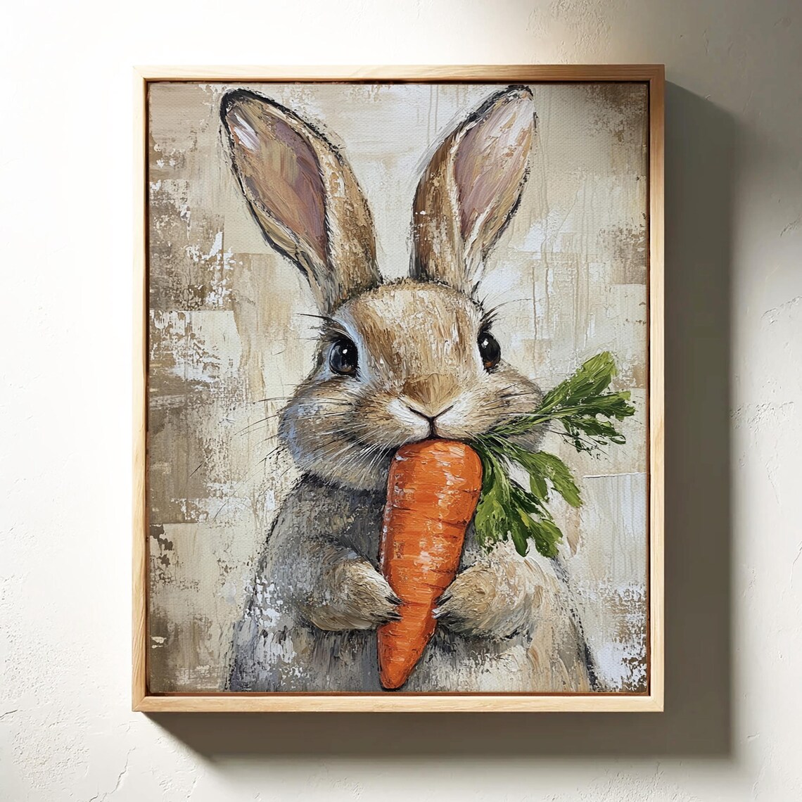 Adorable Bunny With Carrot Rustic Art Print - Image 6