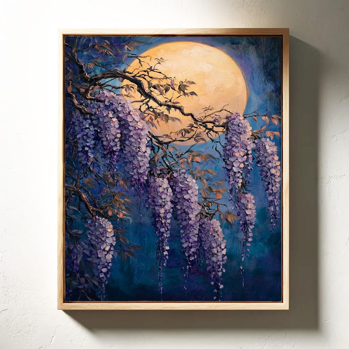 Wisteria Blossoms Golden Full Moon Dreamy Night Floral Poster - Image 6