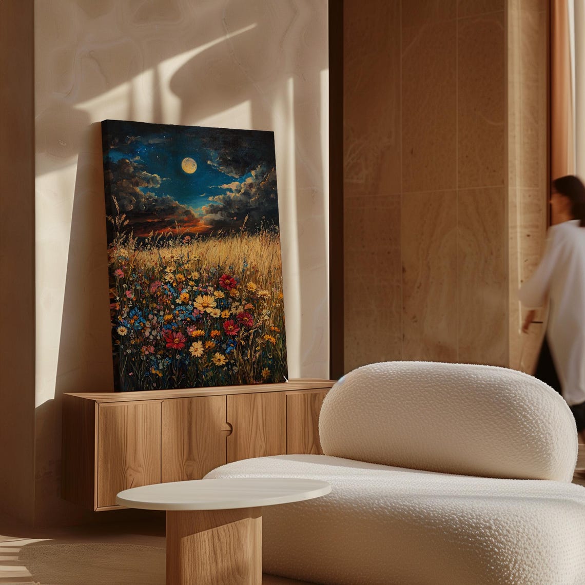 Moonlit Wildflower Field Golden Grass Night Sky Enchanting Poster - Image 7