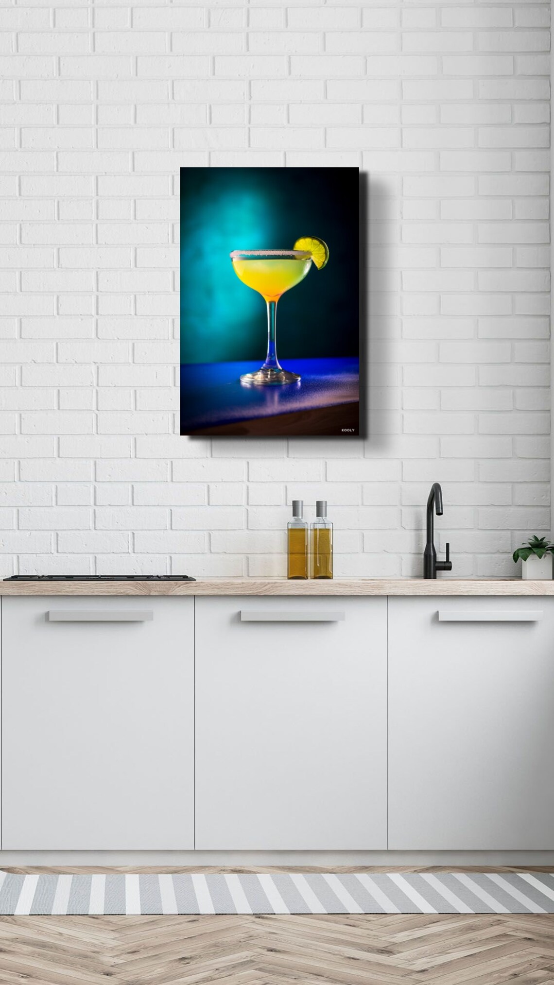 Festive Margarita Cocktail Lime Salt Rim Blue Bar Photo Poster - Image 2