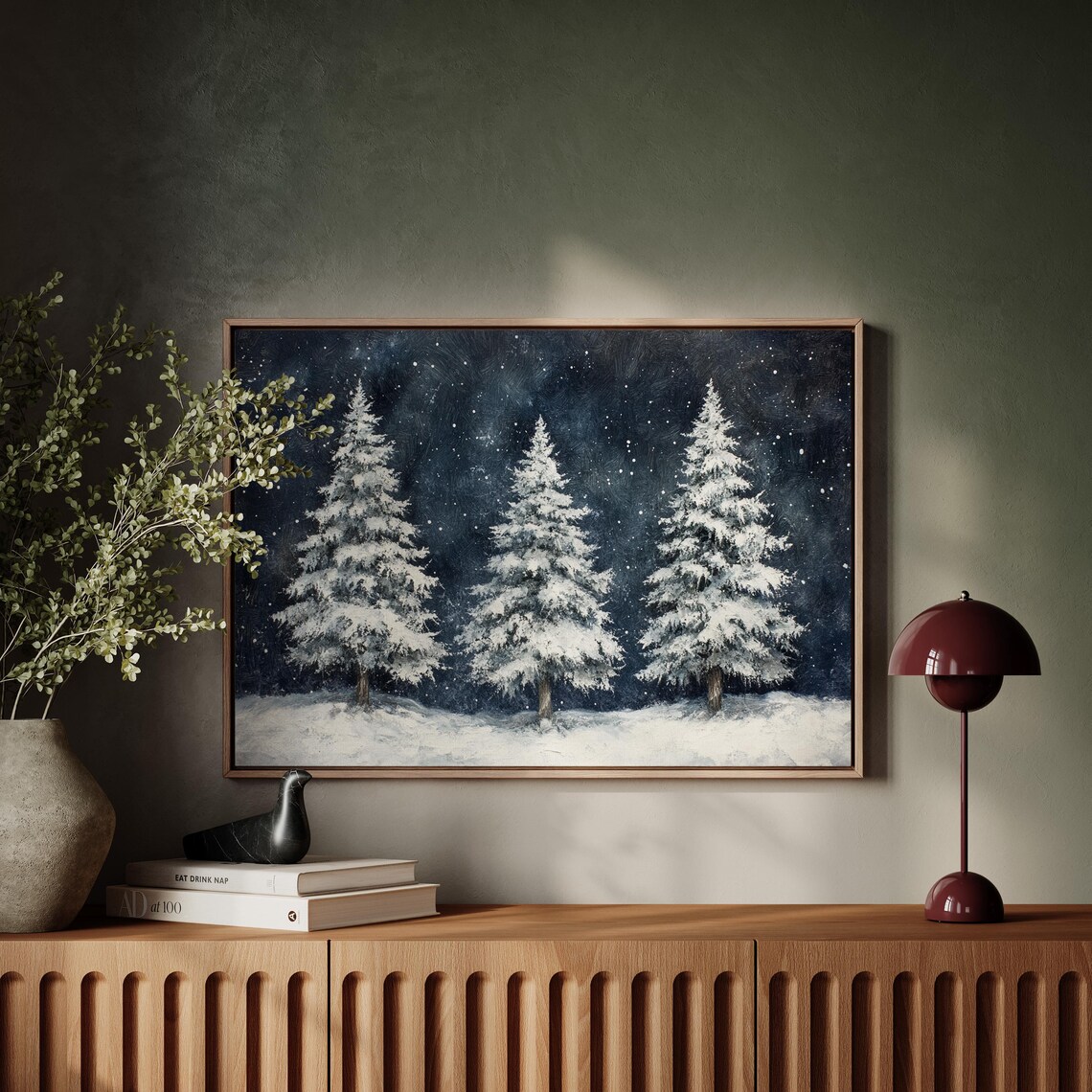 Winter Snowy Trees Art Print, Tranquil Forest Scene