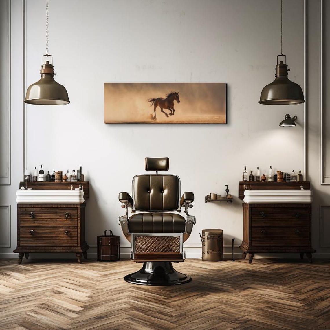 Chestnut Horse Galloping Through Golden Dust Panoramic Poster - Image 6