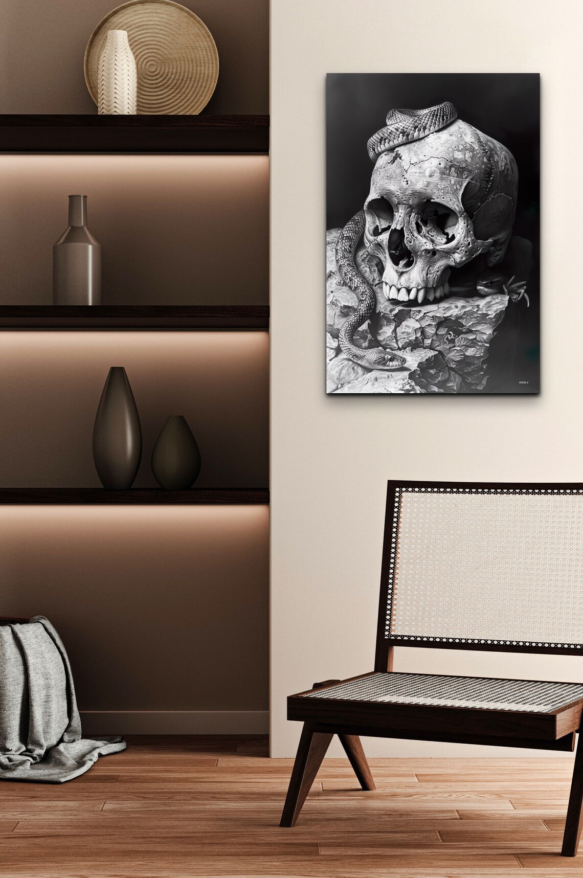 Skull Snake Portrait, Gothic Dark Art Print - Image 4