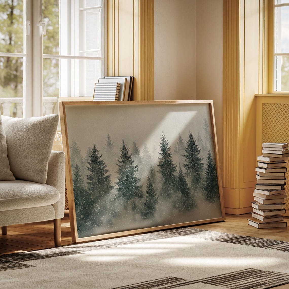 Foggy Snow Pine Trees Fading Into A Soft White Winter Mist Poster - Image 6