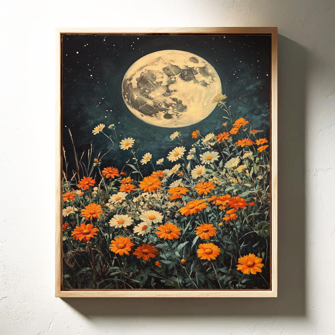 Moonlit Wildflower Meadow, Floral Nature Art Print - Image 6