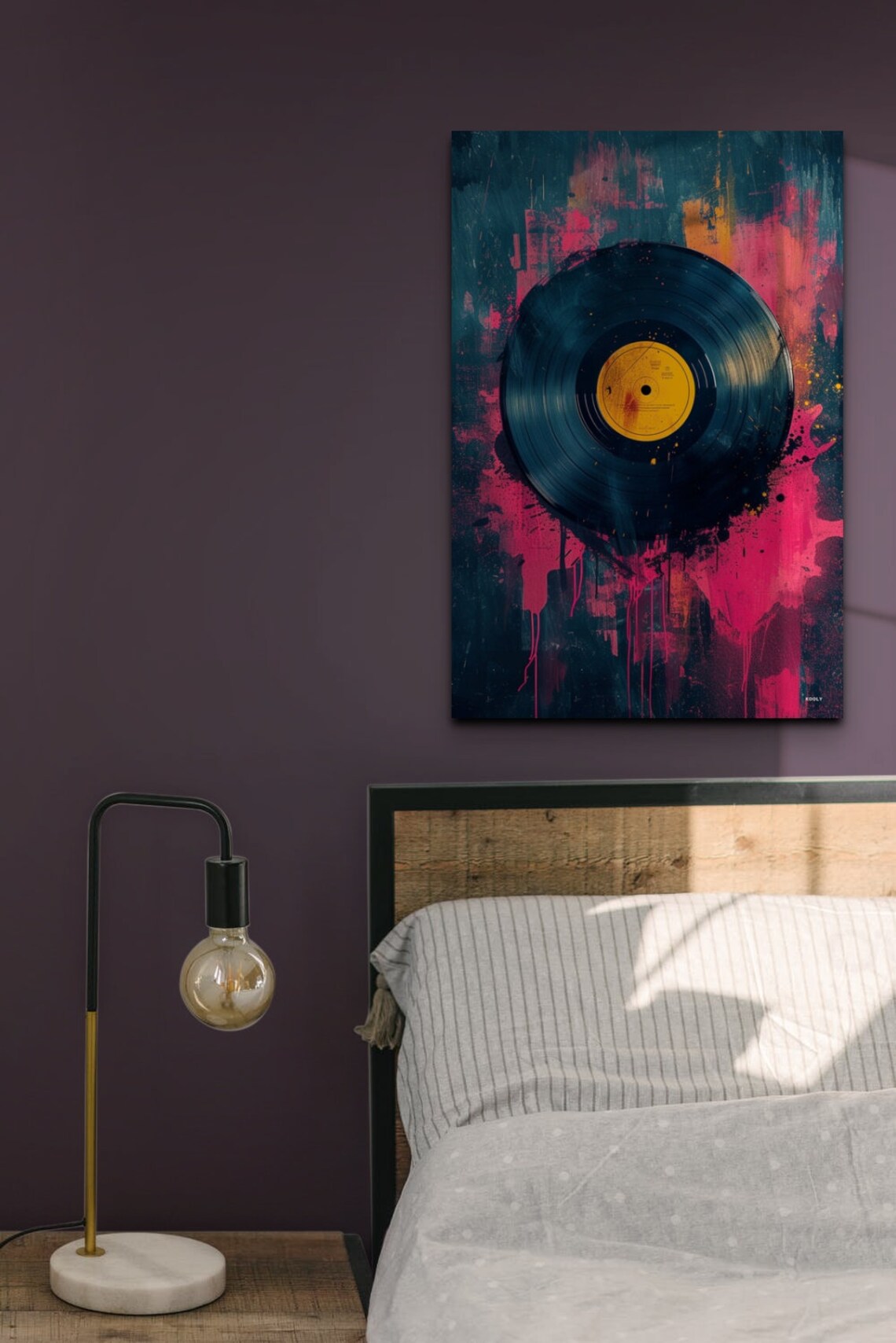 Vinyl Record Pop Art Dark Pink Blue Music Room Wall Decor Poster - Image 6