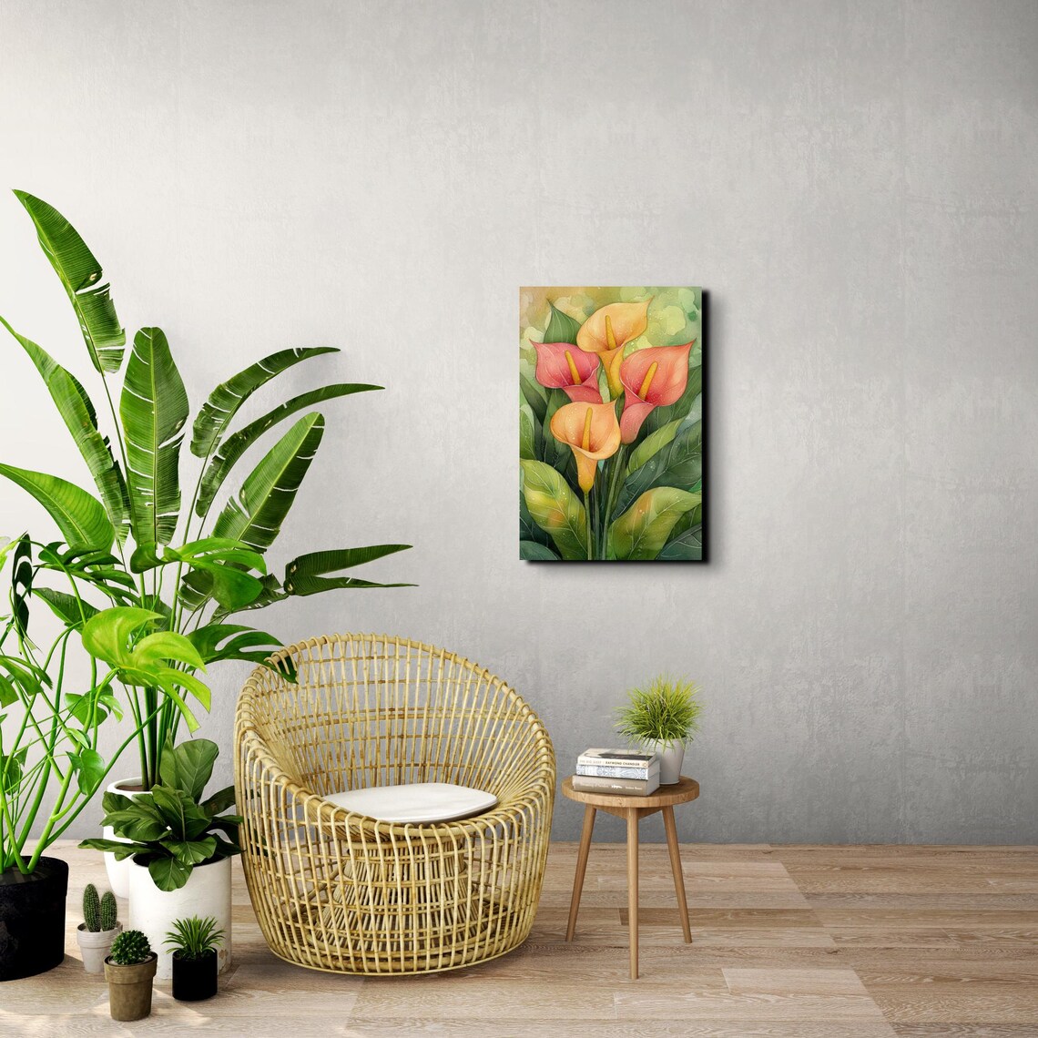 Blush Pink Peach Calla Lily Blooms Watercolor Floral Art Poster - Image 4