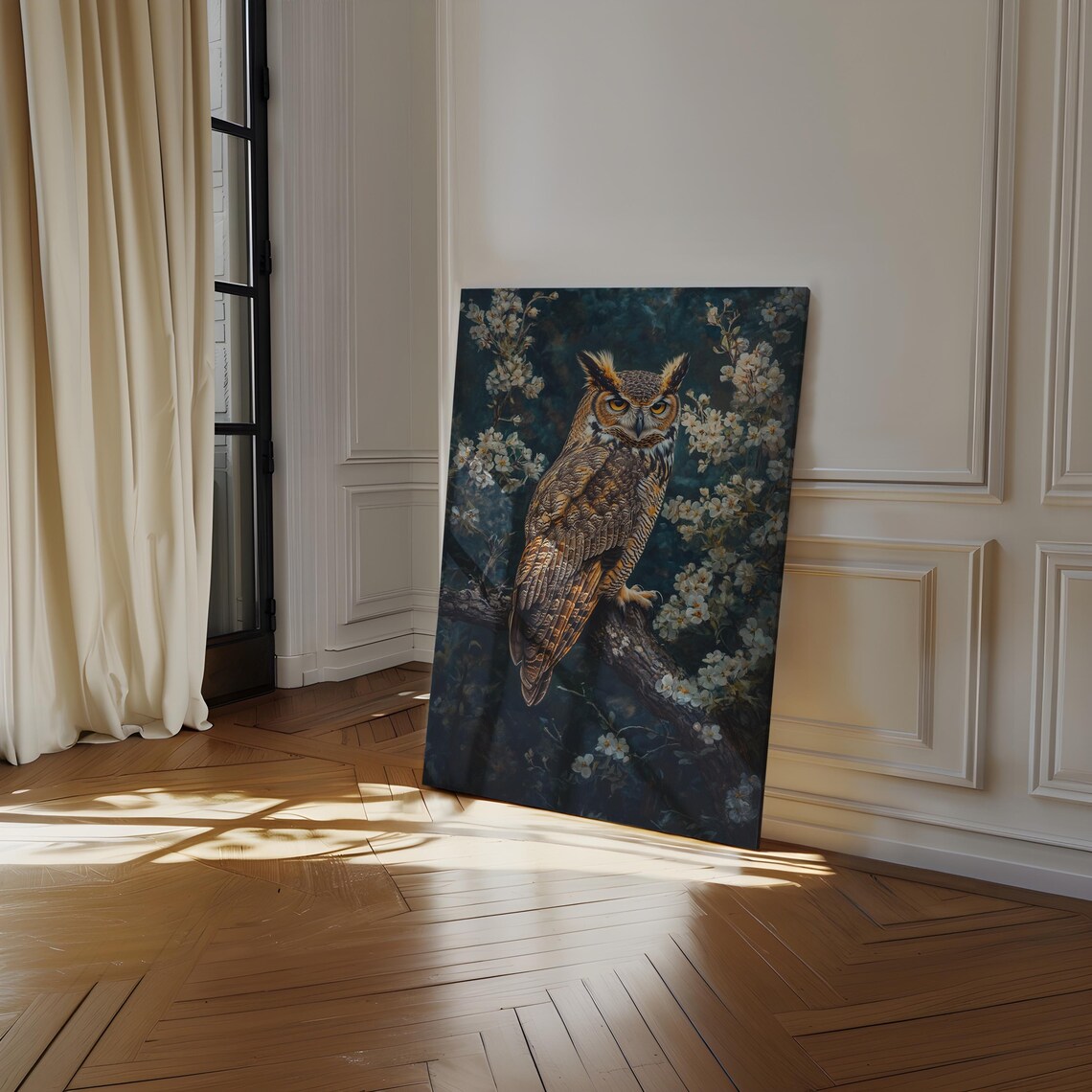 Majestic Great Horned Owl Art, Woodland Decor - Image 4