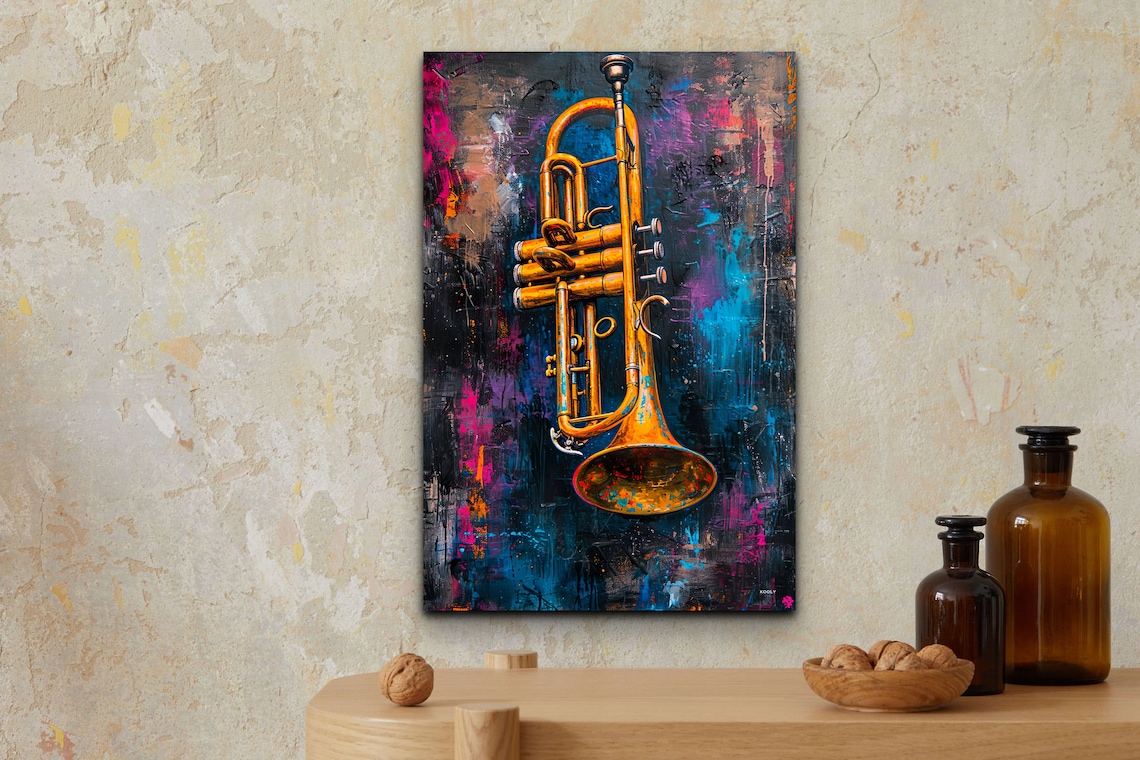Pop Art Trumpet Poster Print, Vintage Retro Music - Image 4