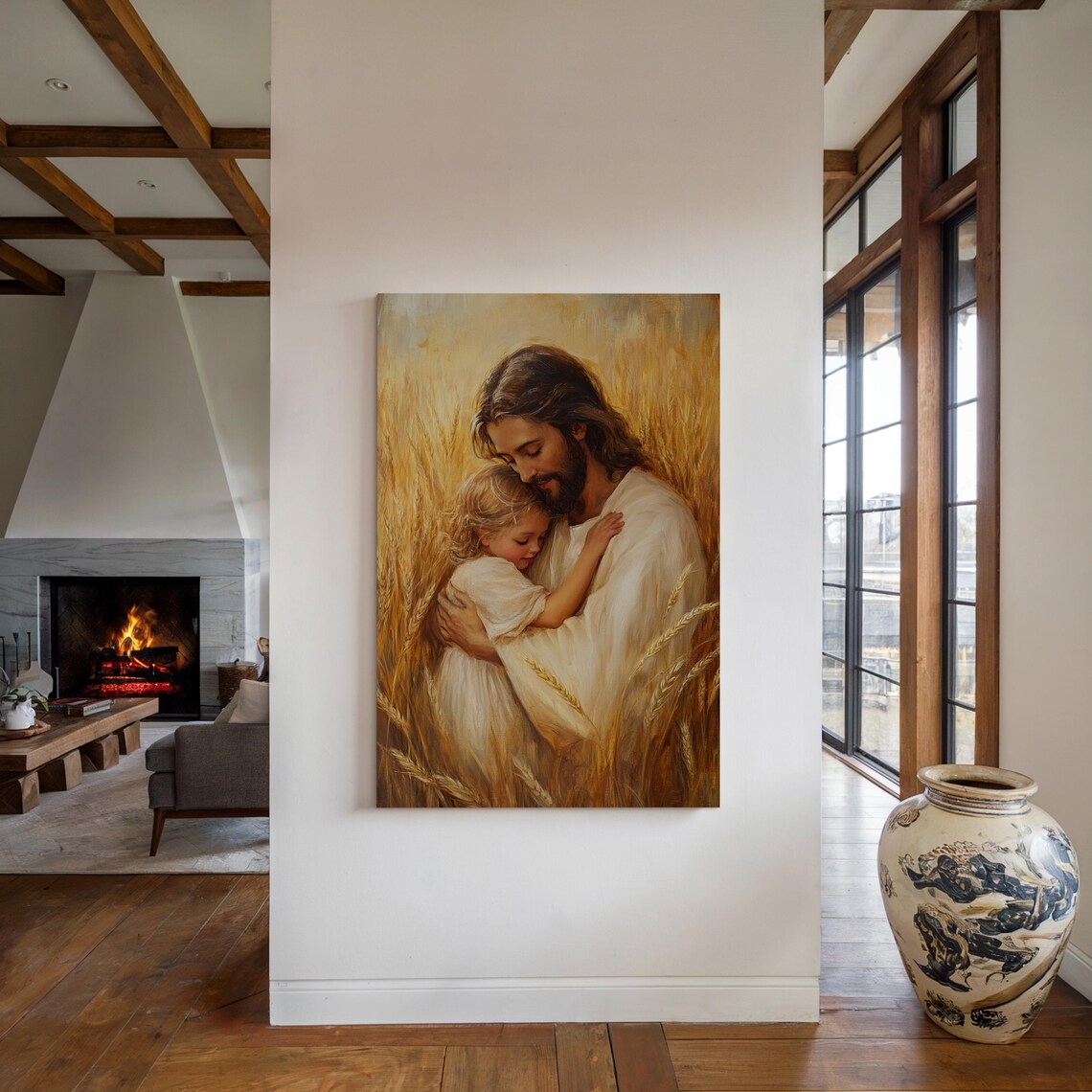 Jesus Hugging a Child Tenderly in a Golden Wheat Field Christian Poster - Image 4