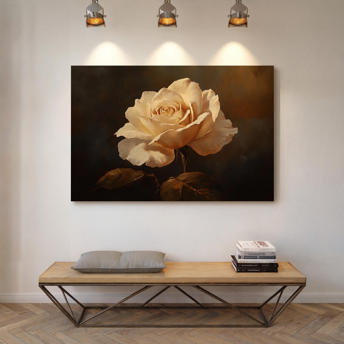 Elegant Ivory Rose Bloom on a Dark Background Vintage Botanical Poster - Image 6