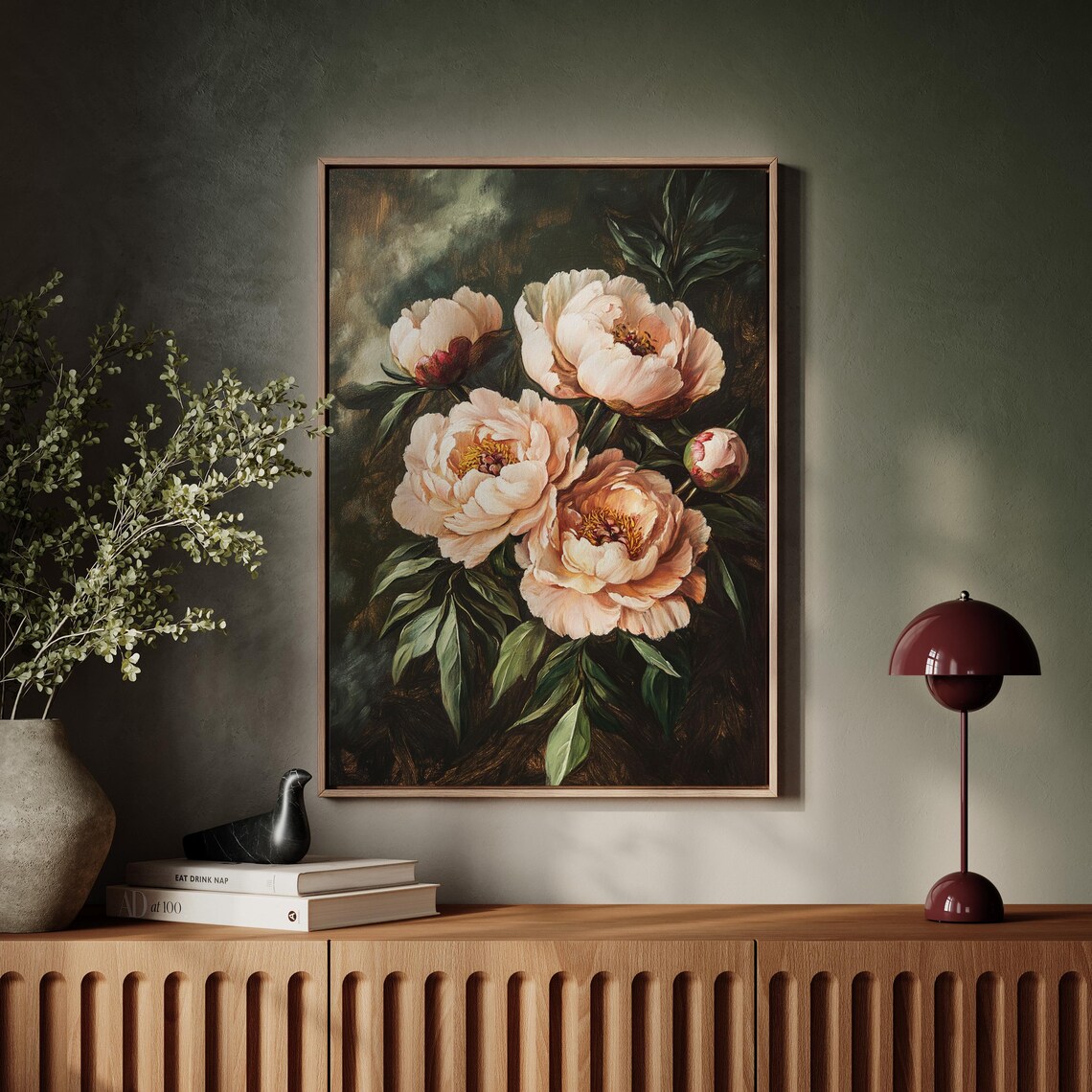 Romantic Peony Vintage Oil Painting Style Art Print - Image 7