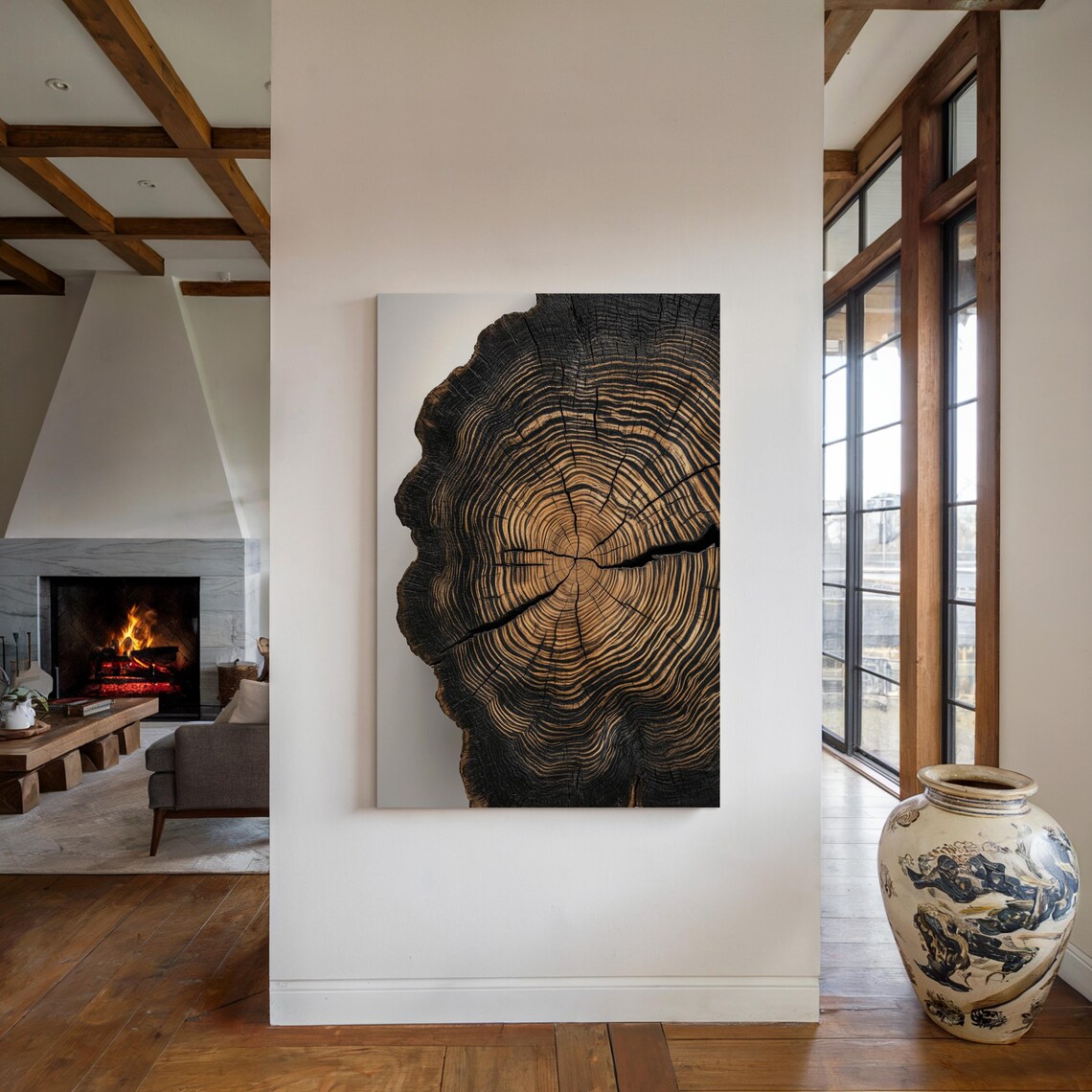 Natural Tree Ring Print, Black and Gold Wood Art - Image 4