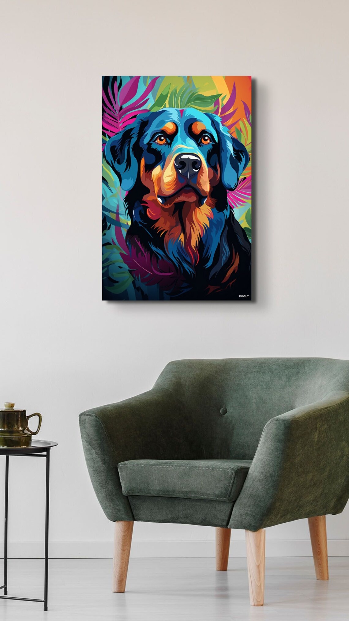 Rottweiler Portrait Poster In Bold Colorful Tropical Pop Art Style - Image 7