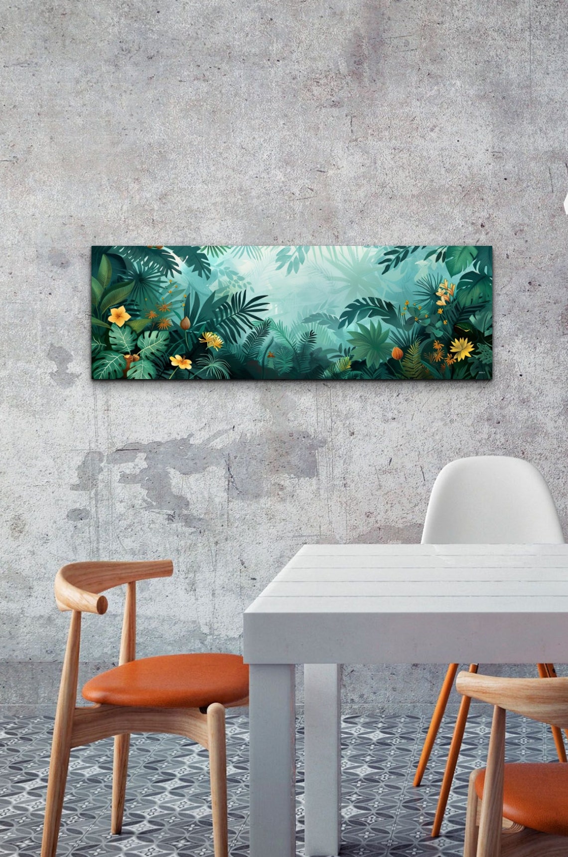 Teal Tropical Leaves With Golden Flowers Botanical Art Poster - Image 7