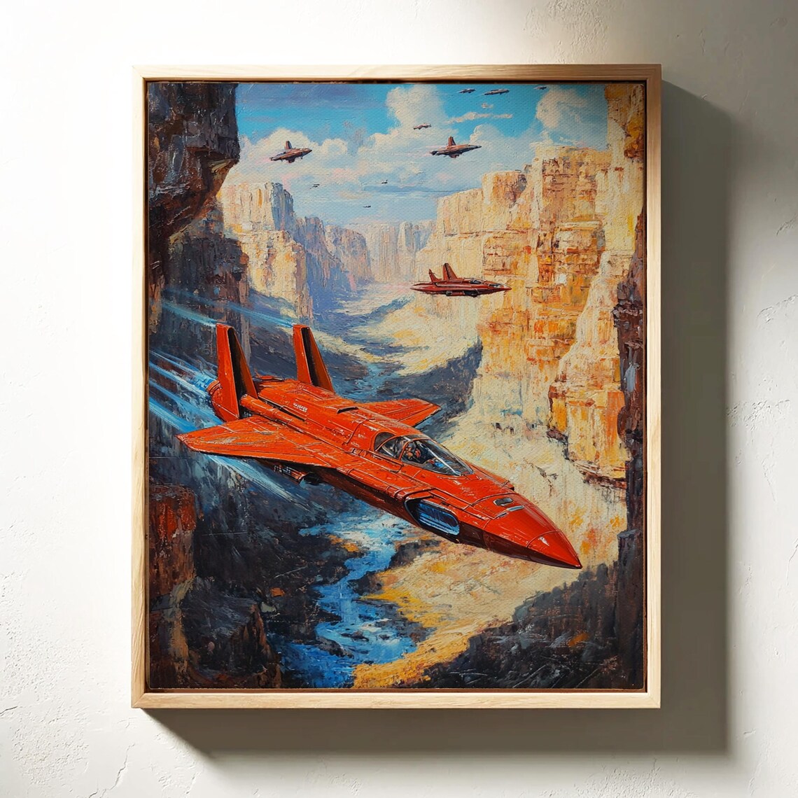 Futuristic Fighter Jet In Canyon, Sci-Fi Room Decor - Image 4