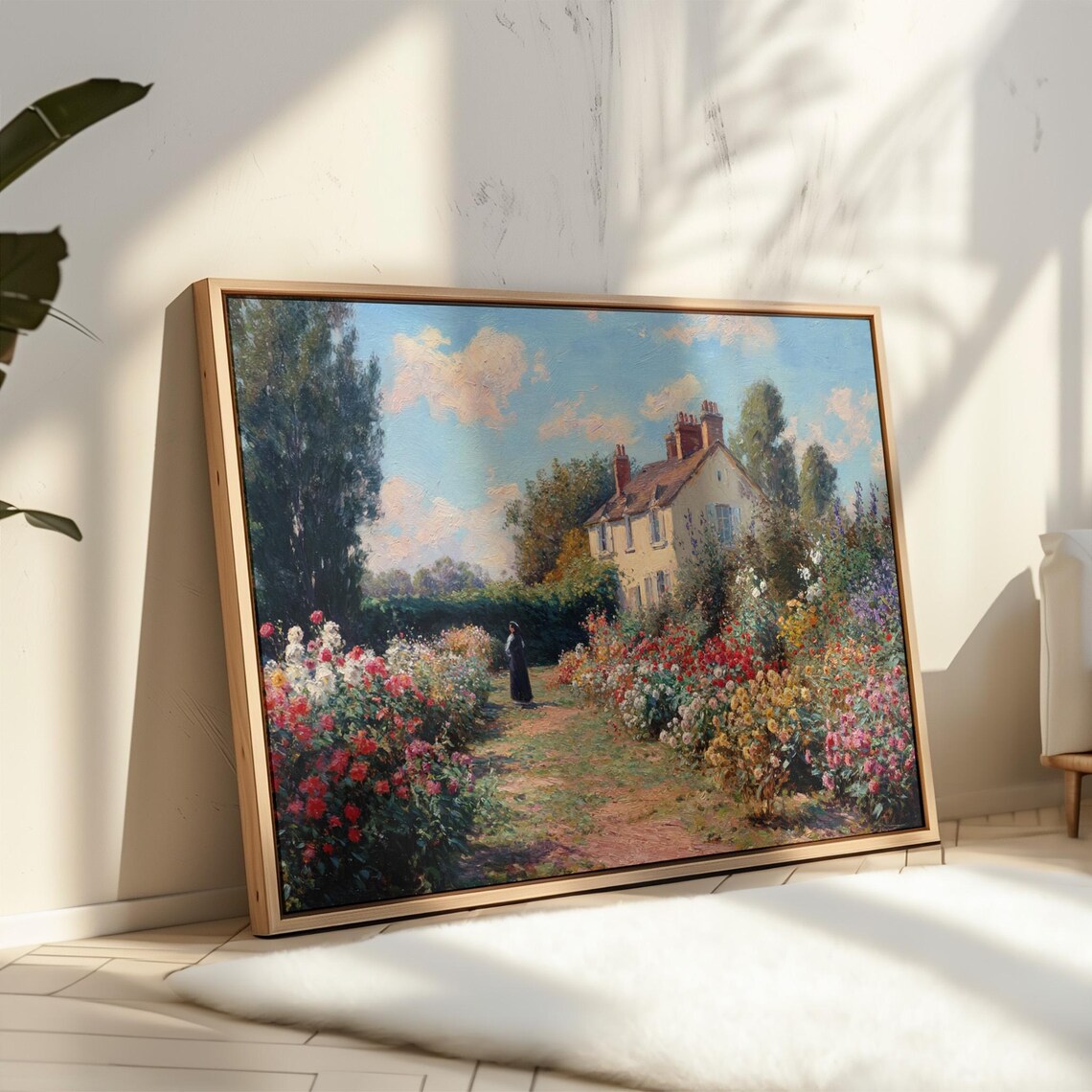 Victorian Garden Path With Flowers And Cottage Art Print