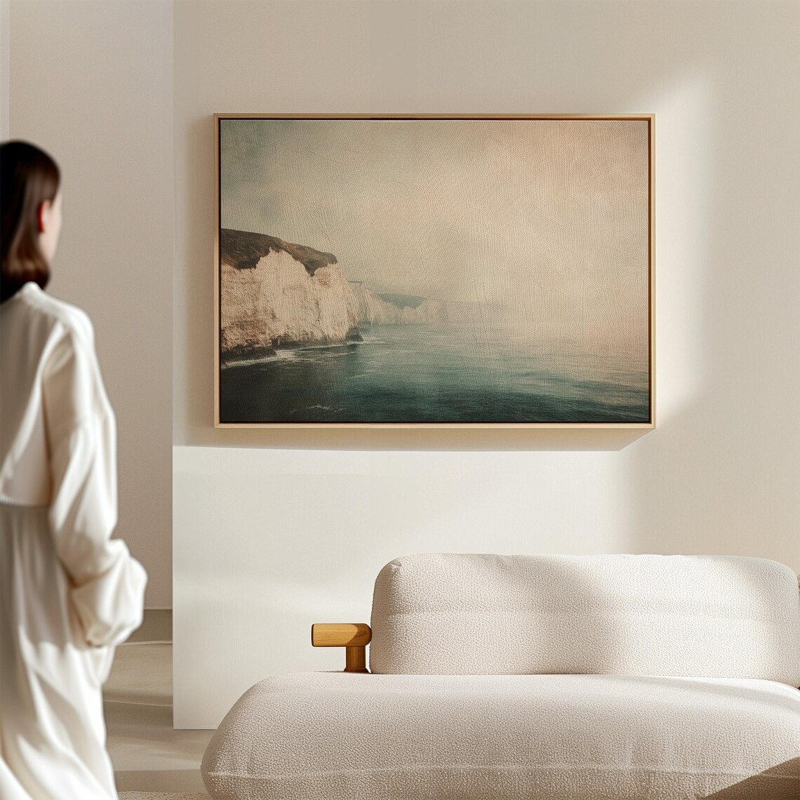 White Cliffs Coastal Art, Serene Seaside Landscape - Image 5