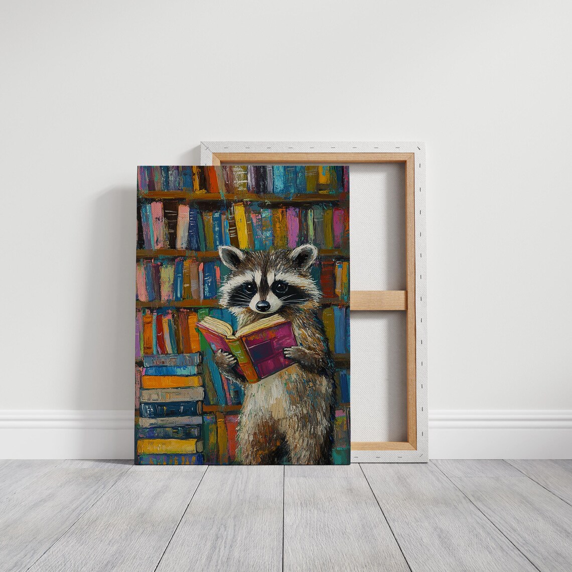 Charming Raccoon Reading Art Print, Library Decor - Image 6