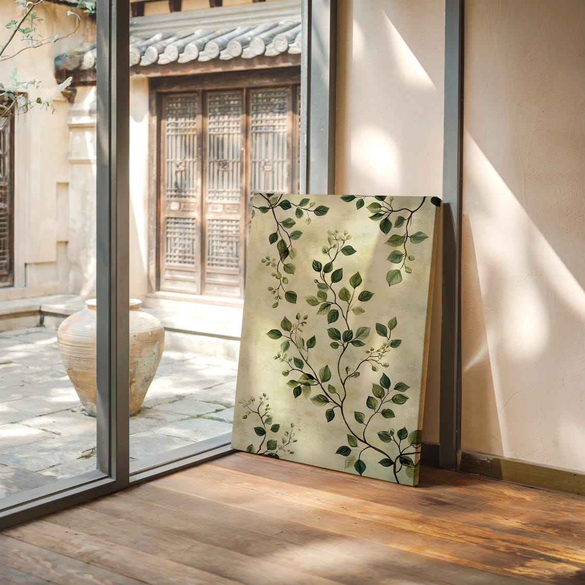 Vertical Climbing Green Vines Botanical Chinoiserie Art Poster - Image 5