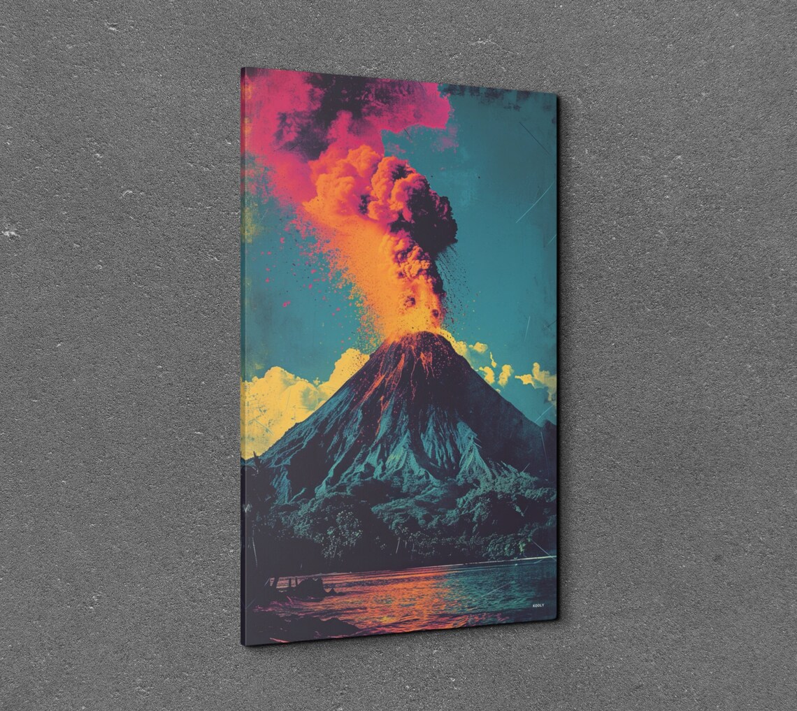 Pop Art Volcano Wall Art Mountain Art Nature Wall Art - Image 3