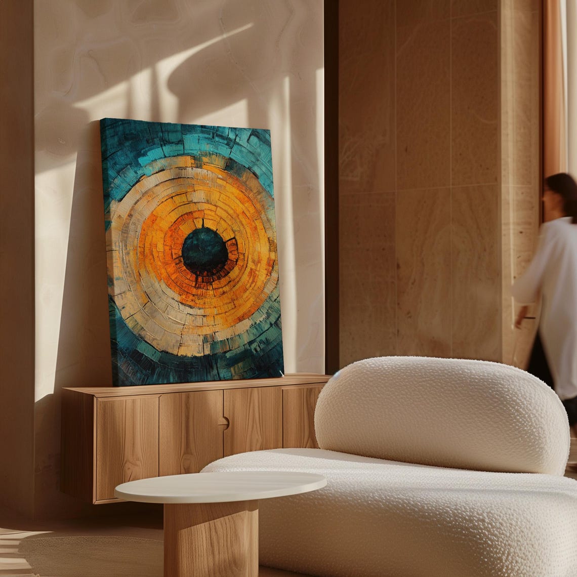Teal And Orange Mosaic Tree Ring Abstract Botanical Decor Poster - Image 7