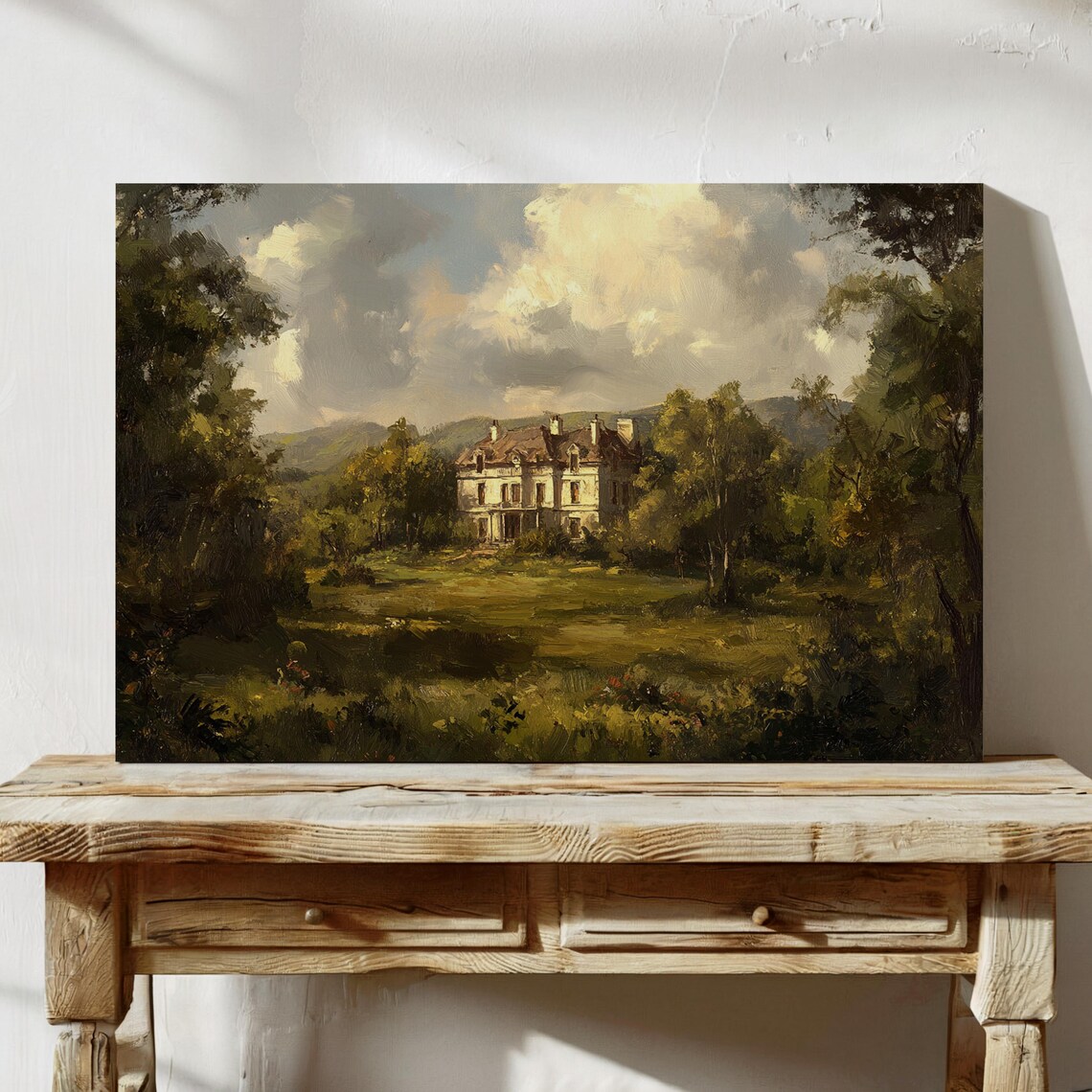 European Manor House in a Lush Landscape Oil Painting Poster - Image 5