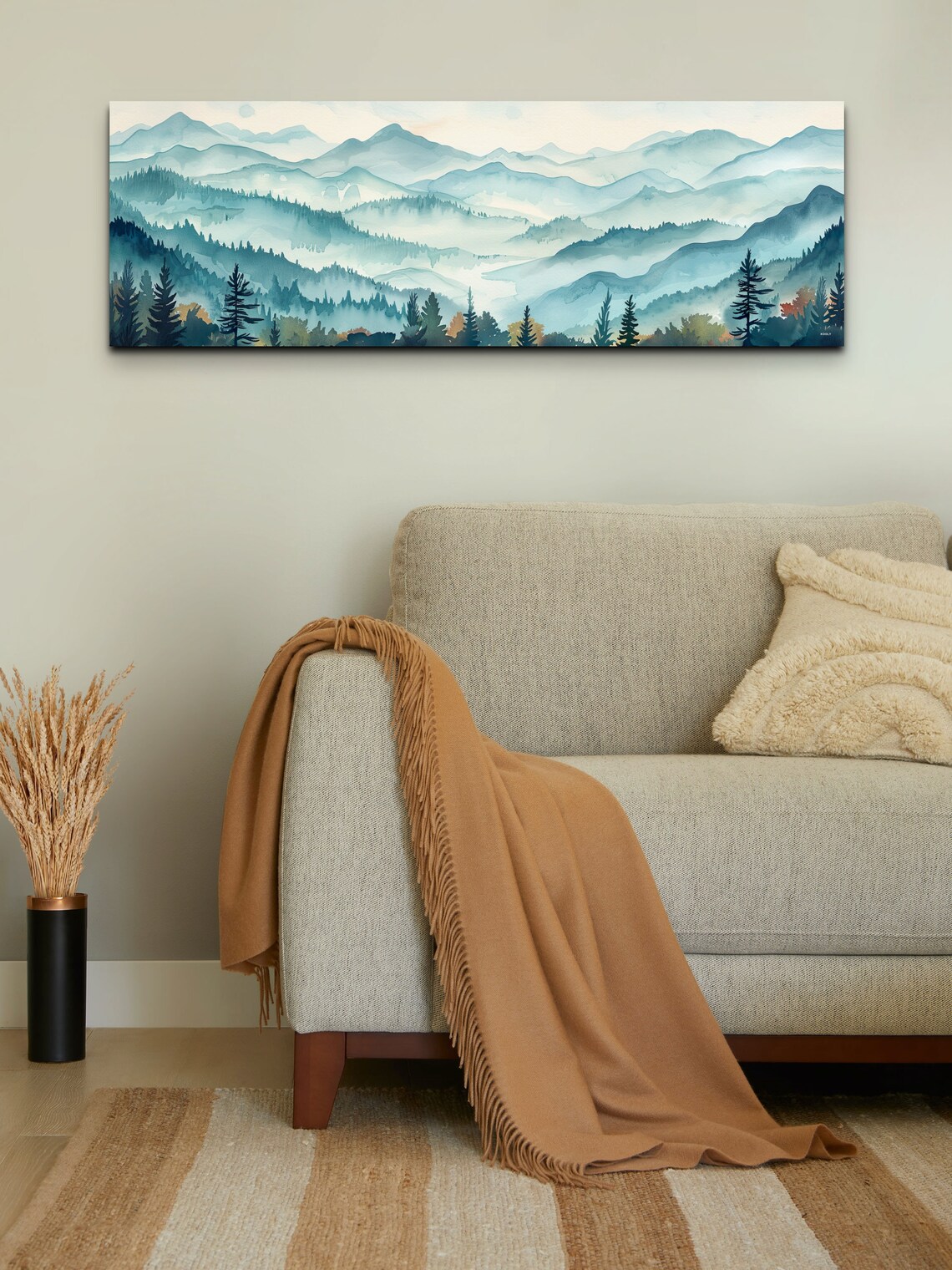 Appalachian Mountain Range Mid Century Modern Panoramic Scenery Wall Art - Image 5