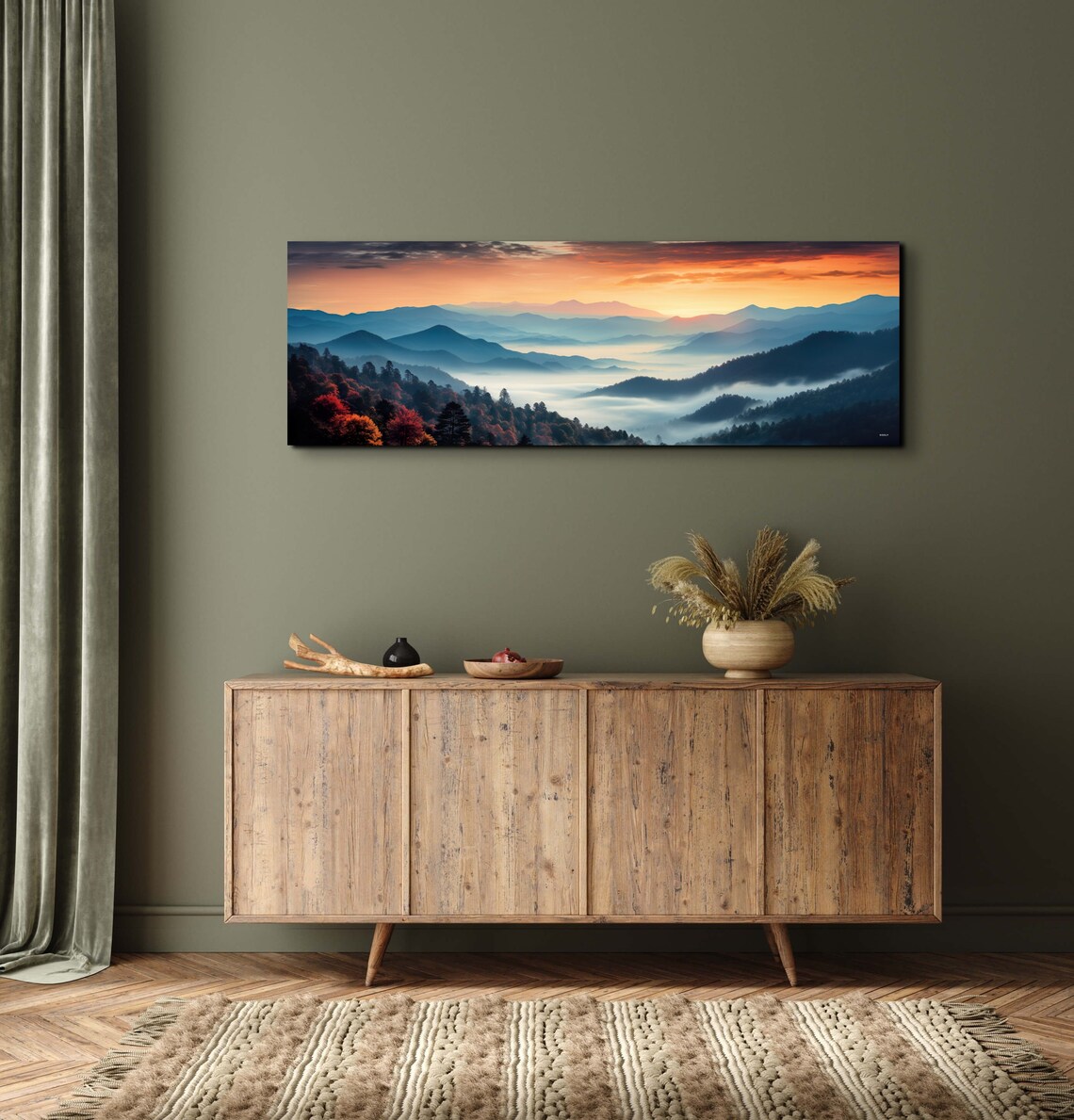 Great Smokey Mountains Sunset Photo Style Painting Print - Image 6
