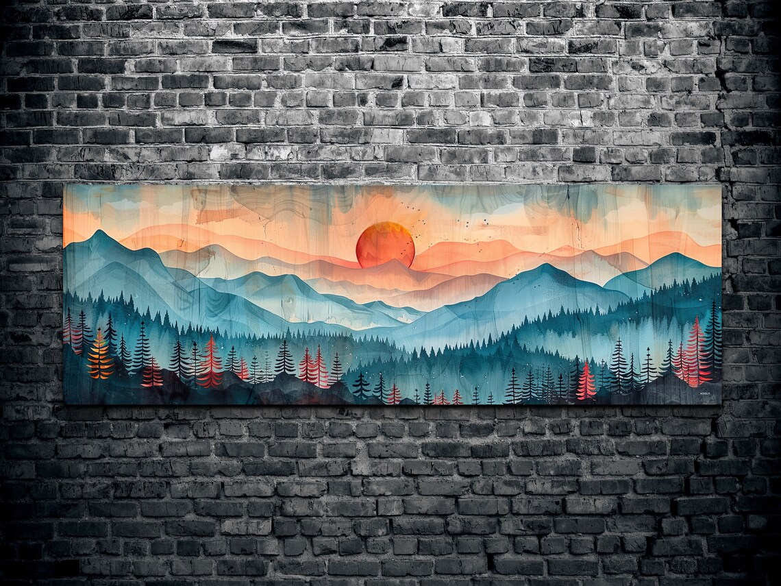 Rocky Mountain Mid-Century Modern Panoramic Art Print - Image 2