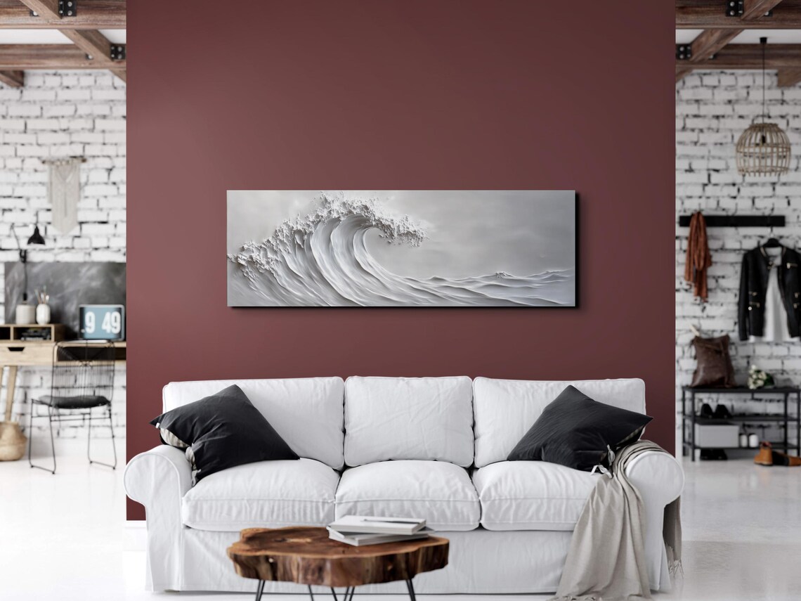 Mono Wave Landscape, Tranquil Landscape Art Print - Image 7