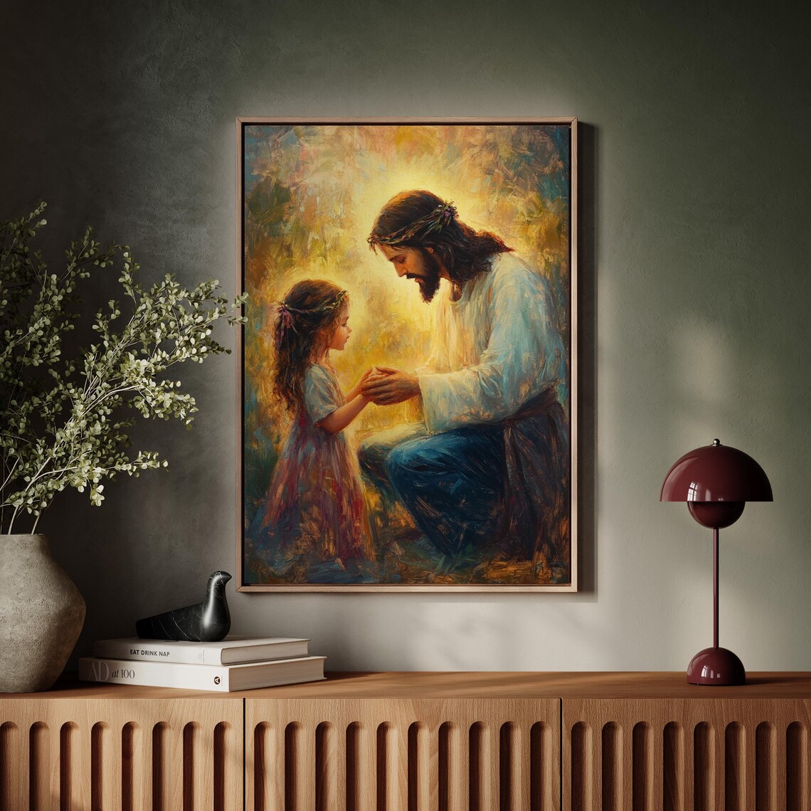Jesus Kneeling With A Child, Christian Art - Image 4