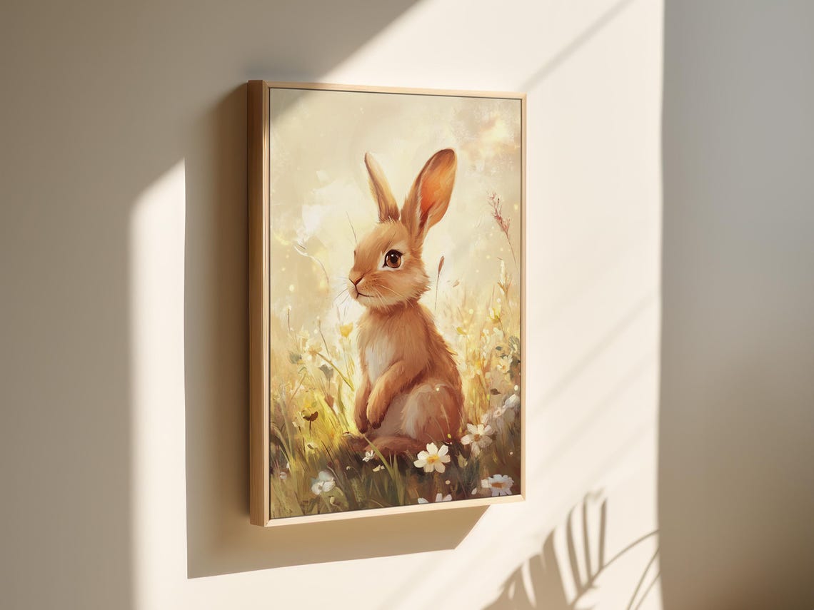 Adorable Bunny In Sunny Meadow With Daisies Whimsical Spring Poster - Image 7