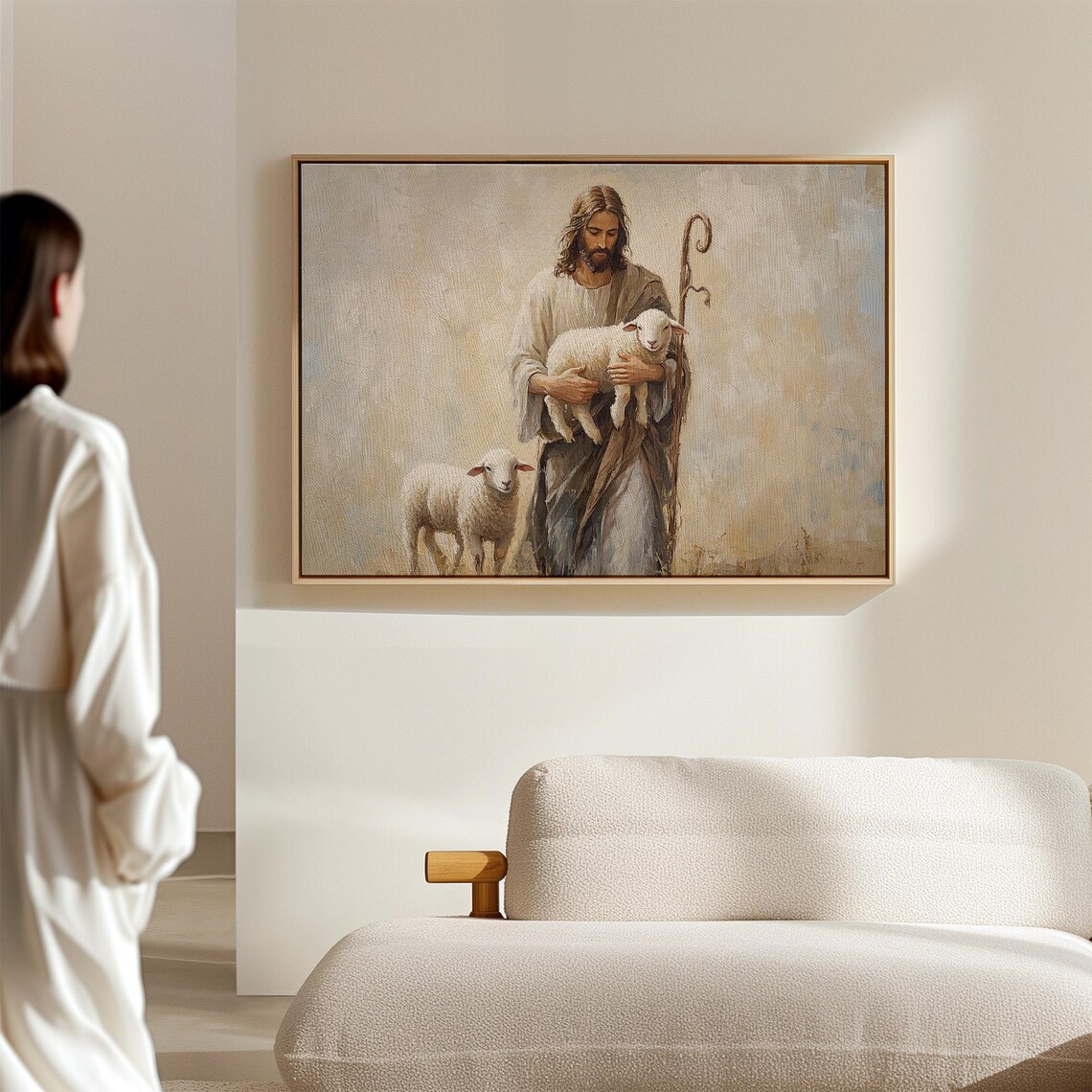 Jesus Carrying A Lamb Christian Shepherd Art Print - Image 6
