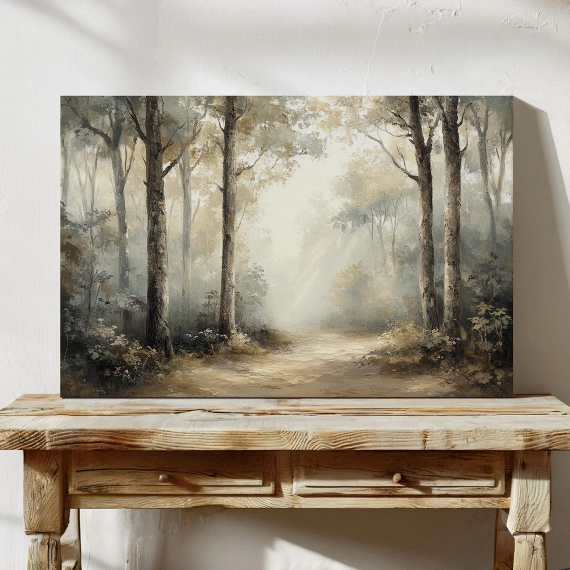 Serene Forest Path Wall Art Misty Trees In Morning Light Nature Inspired Tranquil Landscape - Image 7
