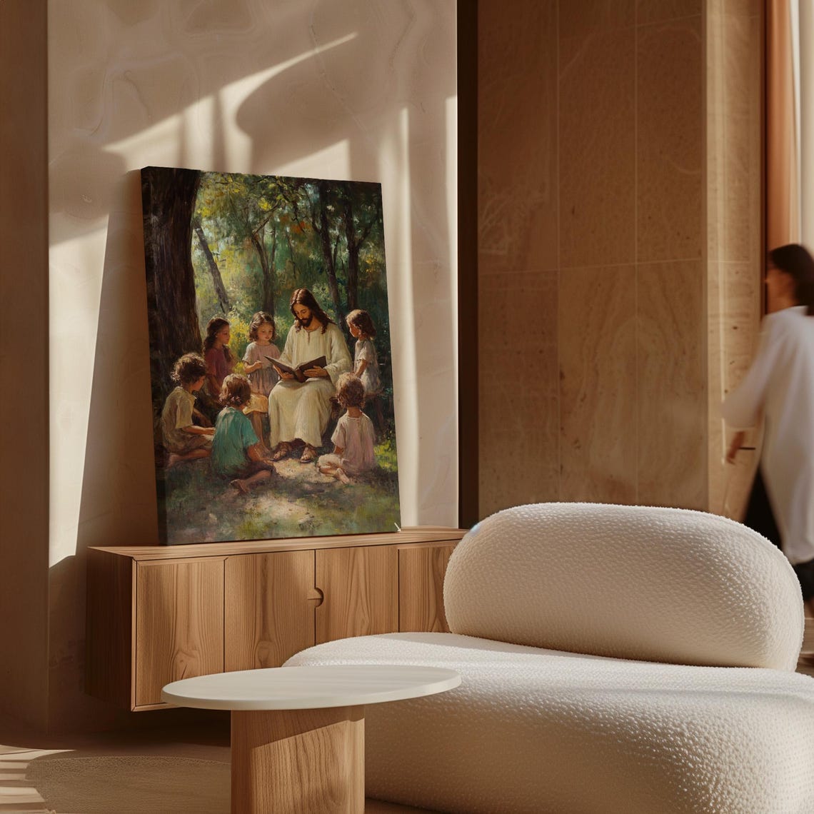 Jesus Teaching Children Reading Book Forest Glade Scene Poster - Image 7