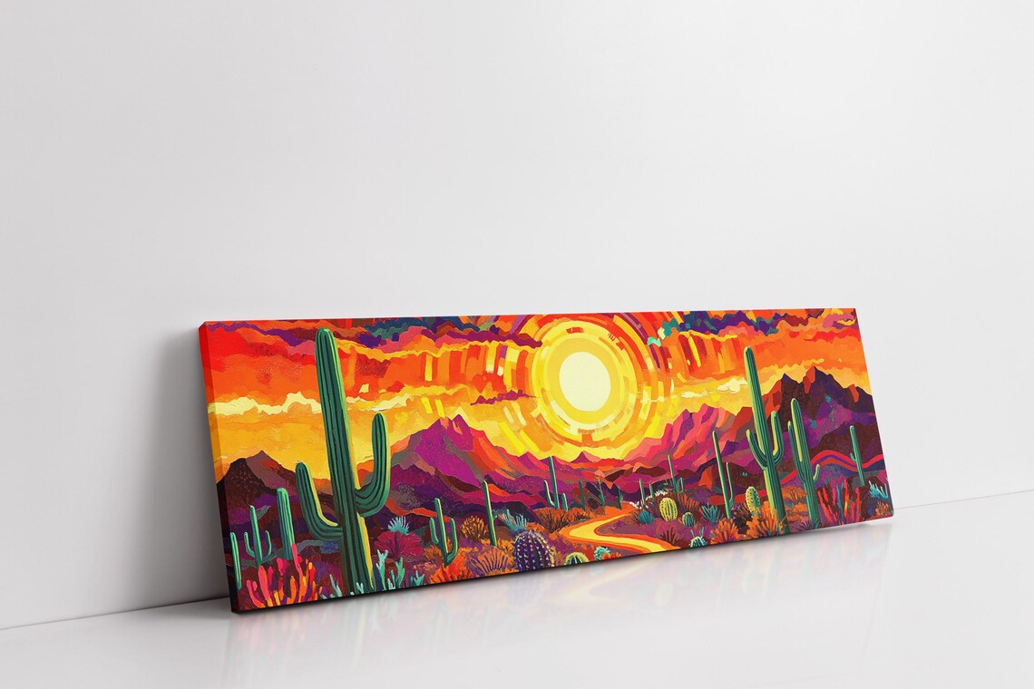 Desert Sunset Saguaro Cactus Mountains Bold Southwest Art Poster - Image 7