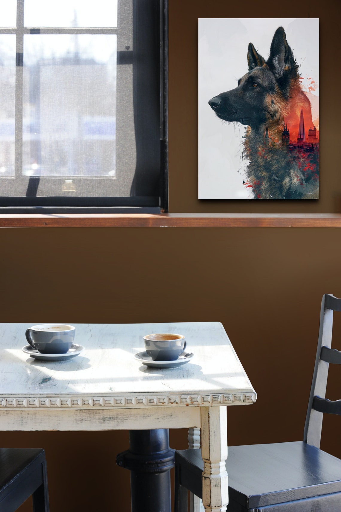 German Shepherd Double Exposure London Skyline Dog Portrait Wall Art - Image 7